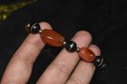 Antique Tibetan Himalayan Banded Agate Stone Dzi Bead Bracelet With Carnelian