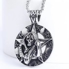 Men Skull Grim Reaper Death Scythe Pendant Necklace Punk Rock Jewelry Chain 24 