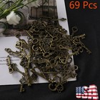 69pcs Skeleton Vintage Old Keys Multi Style Antique Bronze Lock Key New