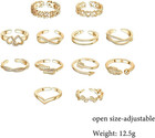 12pcs Toe Rings For Women 14k Gold silver Plated Adjustable Toe Ring Set Open He