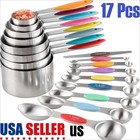 17 Pcs Magnetic Dual Sided Measuring Cup Spoons Stainless Kitchen Tool Us Stock