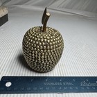 Vintage Brass Apple Paperweight Hobnail Metal Mid Century Fruit