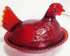 New Large 7  Solid Ruby Red Hen On Nest Style Indiana Glass  free Shipping 