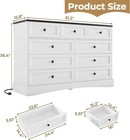 Farmhouse Dresser Chest Of 9 Drawers For Bedroom Dresser With Charging Station