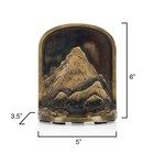 Cast Iron Mountain Bookends Set Antique Brass 2 Decorative Holders Non-skid