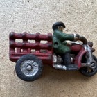 Vintage Diecast Motorcycle With Sidecar Trailer   Rider - Red Green Silver Black