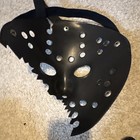Black red Hockey Style Costume Face Mask Adjustable Straps Vent Holes One Size