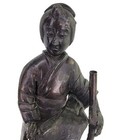 Antique Japanese Meiji Bronze Statue Sculpture Of Woman Geisha