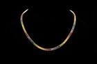 30 Ctw Created Princess Rainbow Sapphire 14k Gold Plated Tennis Women s Necklace