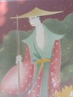 Bernard Art Co  Asian Man Deco Lithograph    rare    1940 s    airbrush Watercolor      