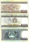 Lithuania Set  100 Lit   1994 P-50b   500 Lit   1991 P-51   1000 Lt  1991 P-52 Unc