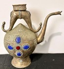 Rare Antique Islamic Safavid Engraved White Metal Ewer Lota Aftaba Teapot 