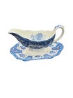 Spode Blue Room Collection  Blue And White Floral  Turkey Gravy Boat