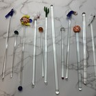 Lot Of 20 Vintage Art Glass Swizzle Stir Sticks Cocktail Drinks Birds Fish Fruit