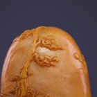 Chinese Natural Shoushan Stone Hand-carved Landscape Figures Seal Ornament 3845