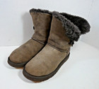 Original Ugg Australia W7 Bailey Button 5803 Snow Boots Brown Suede Pile Lined