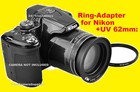 Adapter Ring uv Filter lens Cap 62mm- Camera Nikon Coolpix P610 P600 B700 62 Mm