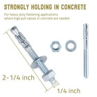 20 Pcs 1 4 X 21 4 Inch Wedge Anchor Concrete Anchors Zinc Plated Heavy Duty