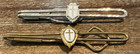 Vintage Pair White Enamel Cross Tie Bar Clip Silver   Gold Tone 3 Inch