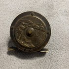 Vintage 2 1 4    Brass Fly Fishing Reel  Fisherman Scene On Both Sides  Very Cool 