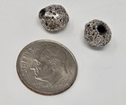 25 Pcs Vtg Antique Silver Plated 9mm Round Textured Spacer Beads Crafts Jewelry