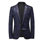 Men s Suit Blazer Jacket One Button Slim Fit Formal Coat Business Casual Tops