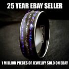 Black Tungsten Carbide Ring Blue Sandstone   Meteorite Space Galaxy Wedding Band