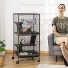Large Rolling Metal Small Animal Cage With Hammock   4 Doors  Removable Tray