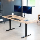 Vivo Manual 71    X 30    Stand Up Desk Workstation  Reclaimed Wood Top  Black Frame