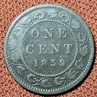 1859 Canada 1 Cent Narrow 9 Victoria Coin Vg Km 1
