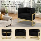 Modern Velvet Accent Barrel Chair Black Gold Legs Upholstered Club Side Armchair