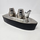 Pottery Barn Ocean Liner Barware 2 Shakers Wood Base Stainless Picks Pre-owned 