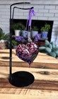 Signed Studio Glass Heart Ornament Purple Hand Blown Art Glass Suncatcher