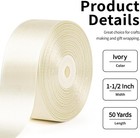 1-1 2 Inch Wide Ivory Satin Ribbon  50 Yards Solid Polyester Fabric Ribbon