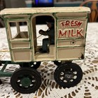 Antique Cast Iron Horse Drawn Kenton-style Toy Fresh Milk Wagon With Driver