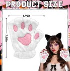 Dokeawo Fingerless Cat Paw Gloves  Furry Bear Plush Animal One Size  White 