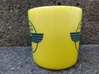Vintage Federal Milk Glass  Coffee Cup Mug American Hammered Piston Rings Yellow