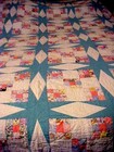 Vtg  Colorful Double 9-patch W  Star Sashing Quilt 87849