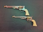 Hubley Colt  45 Toy Cap Gun s Long Barrel Chrome Ivory Color Grip 1950 Lot Of 2
