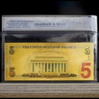 100mg 24k Gold 2009  5 Five Dollar Bill Federal Reserve Banknote With White Coa