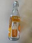 Vintage Lemon orange Juice Novelty Glass Bottle With Wire Stopper Retro Decor