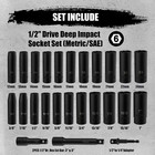 25 Pieces 1 2-inch Drive Deep 6-point Impact Socket Set  Cr-v  Metric   Sae