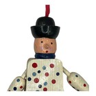 Vtg Wood Toy Polka Dot Hobo Clown Pull String Jumping Jack Ornament Austrian 7   
