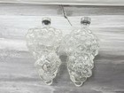 Pair  2  Vintage Grape Cluster Wine Bottle Decanterd Clear Glass W  Lids France