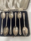 Antique Hm Silver Walker    Hall Teaspoons 79g Box Of Six 1926 Deco Rd 725803