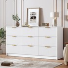 9 Drawer Dresser 59in Fluted Chest Golden Metal Handles Multi Function Tv Stand