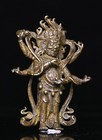 4cm Old Tibet Buddhism Pure Bronze 6 Arms Mahakala Wrathful Deity Buddha Statue