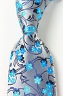 New Classic Floral Blue Black Jacquard Silk Men s Tie Necktie Hanky Cufflink Set