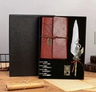 Vintage Mechanical Feather Pen Set     8 Nibs   Leather Notebook Gift Box