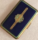 Vintage Signed Richard Hudnut Blue Enamel  Mirrored Compact With Lipstick Case